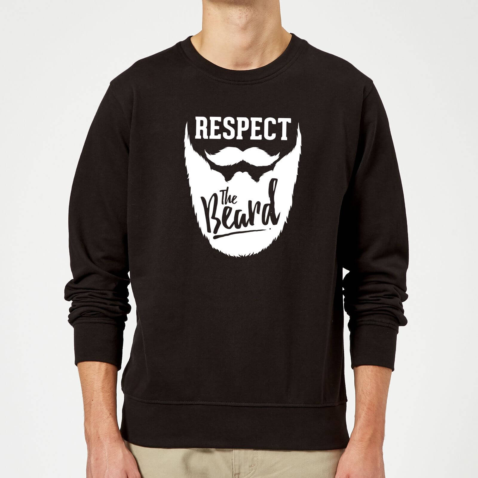 Respect The Beard Slogan Sweatshirt - Black - S - Black