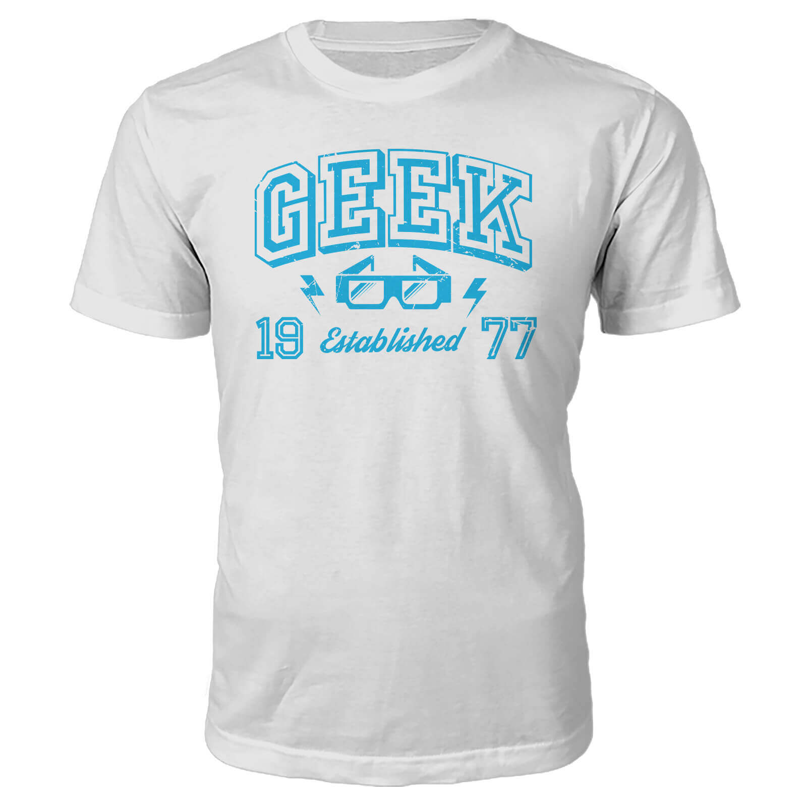 Geek Established 1970's T-Shirt- White - L - 1977