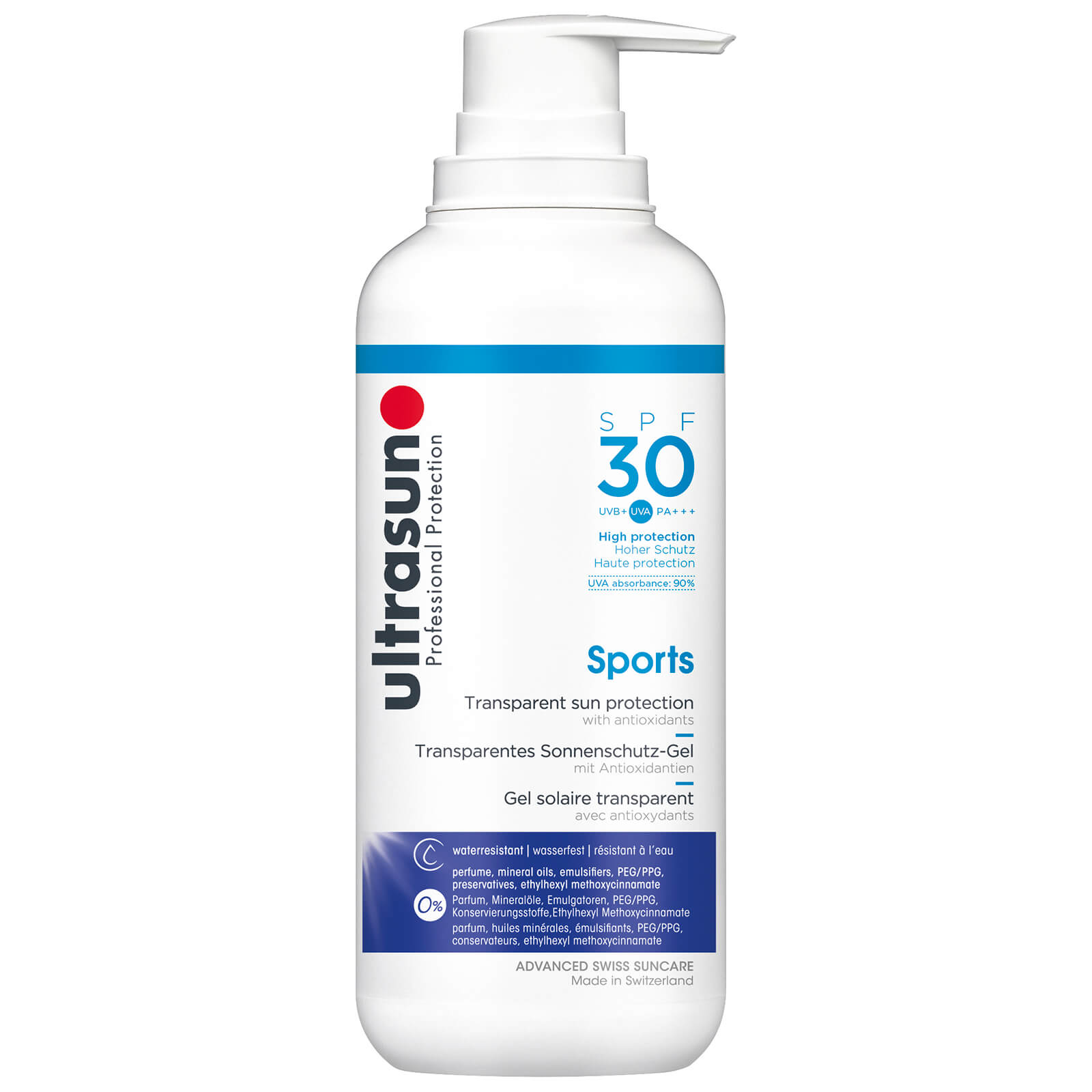 Image of Ultrasun gel di protezione solare trasparente sport SPF30 400 ml