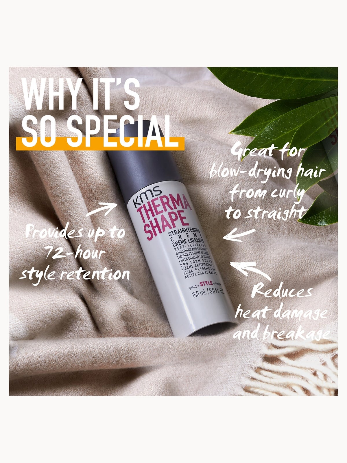 KMS Thermashape Straightening Crème for Smoothing Curly, Medium to Thick, Coarse Hair 150ml 2