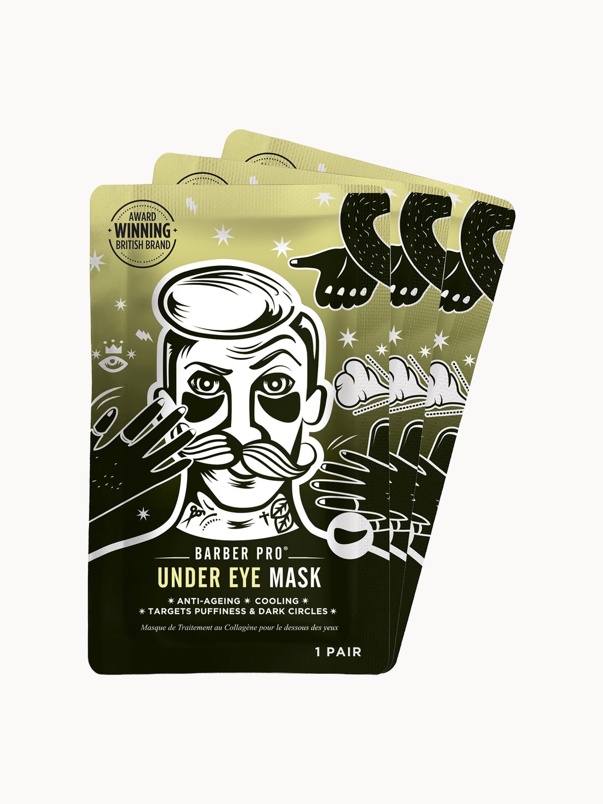 BARBER PRO Under Eye Mask with Activated Charcoal and Volcanic Ash (3 Applications) 2