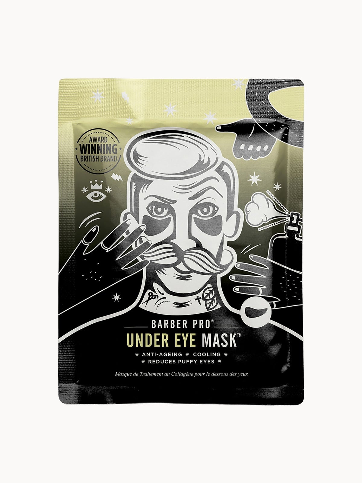 BARBER PRO Under Eye Mask with Activated Charcoal and Volcanic Ash (3 Applications)