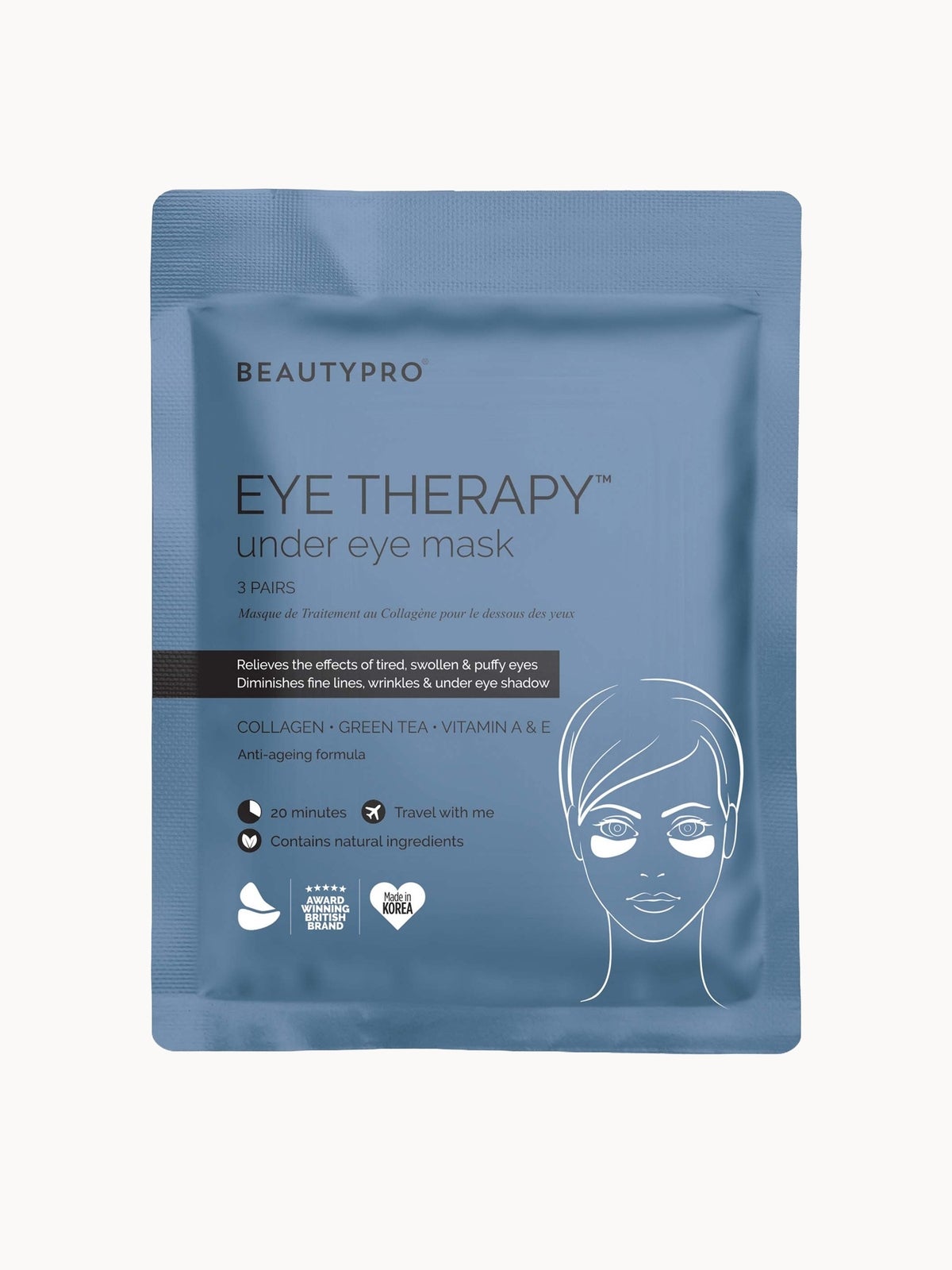 BEAUTYPRO Eye Therapy Under Eye Mask with Collagen and Green Tea Extract (3 Applications)
