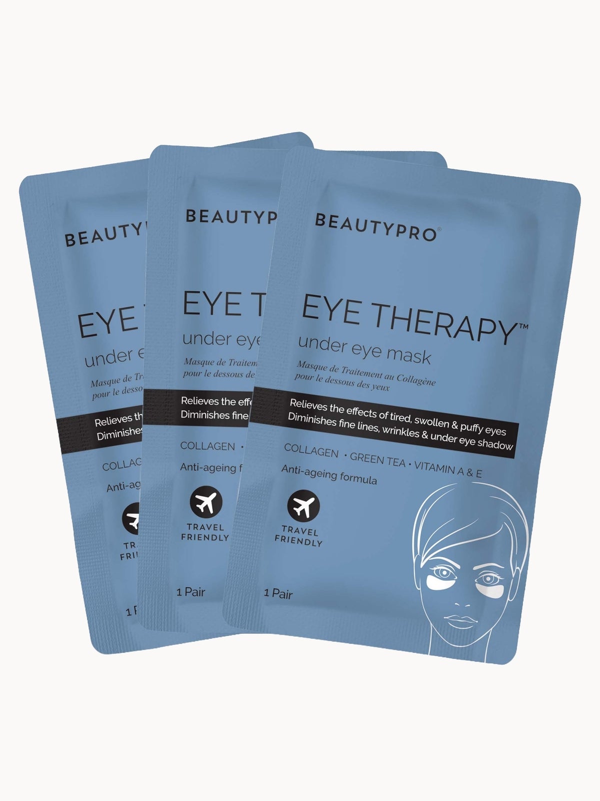 BEAUTYPRO Eye Therapy Under Eye Mask with Collagen and Green Tea Extract (3 Applications) 2