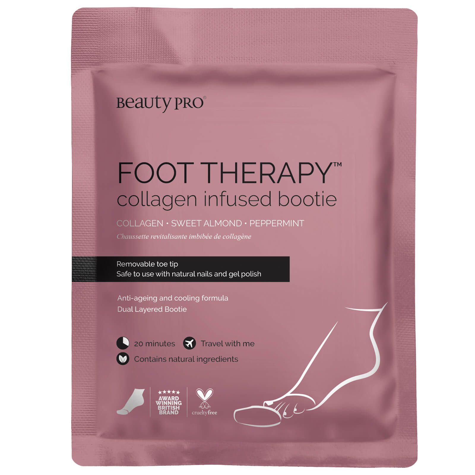 BeautyPro Foot Therapy calzini infusi di collagene con punte delle dita rimovibili (1 paio)