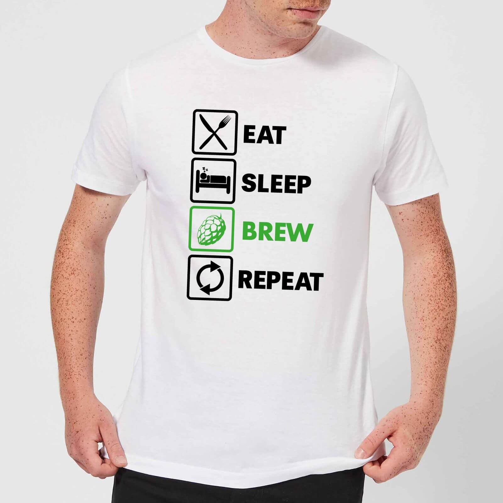 Beershield Eat Sleep Brew Repeat Men's T-Shirt - S - White