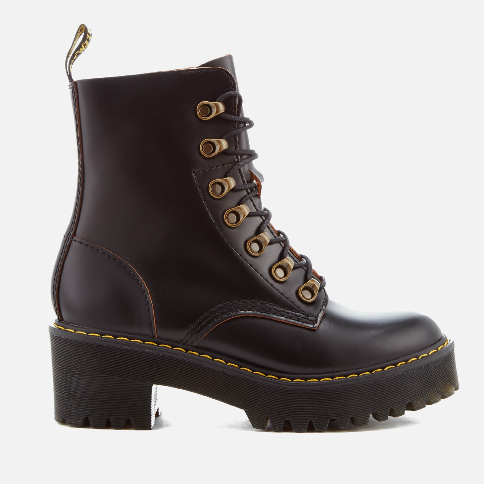 Dr. Martens Women's Leona Leather Lace Up Heeled Boots - Black - UK 3
