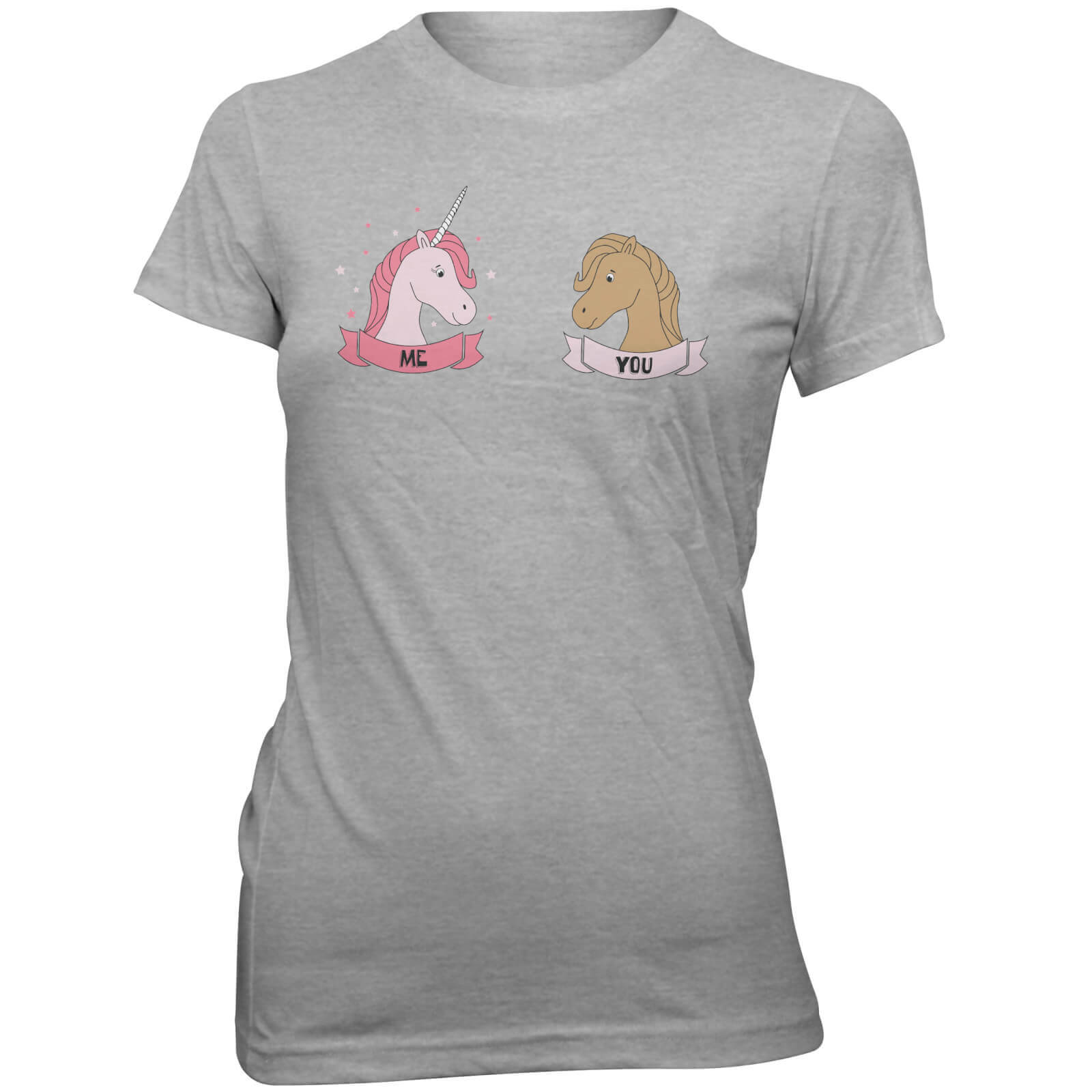 Unicorn Me Versus You Women's Slogan T-Shirt - S - Grey