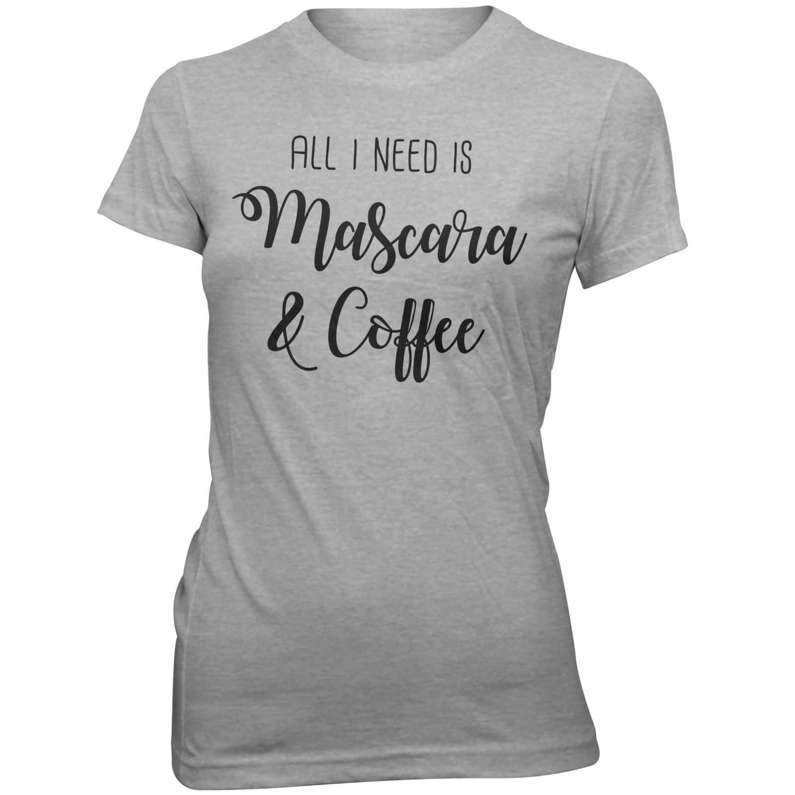 Mascara and Coffee Women's Slogan T-Shirt - S - Grey