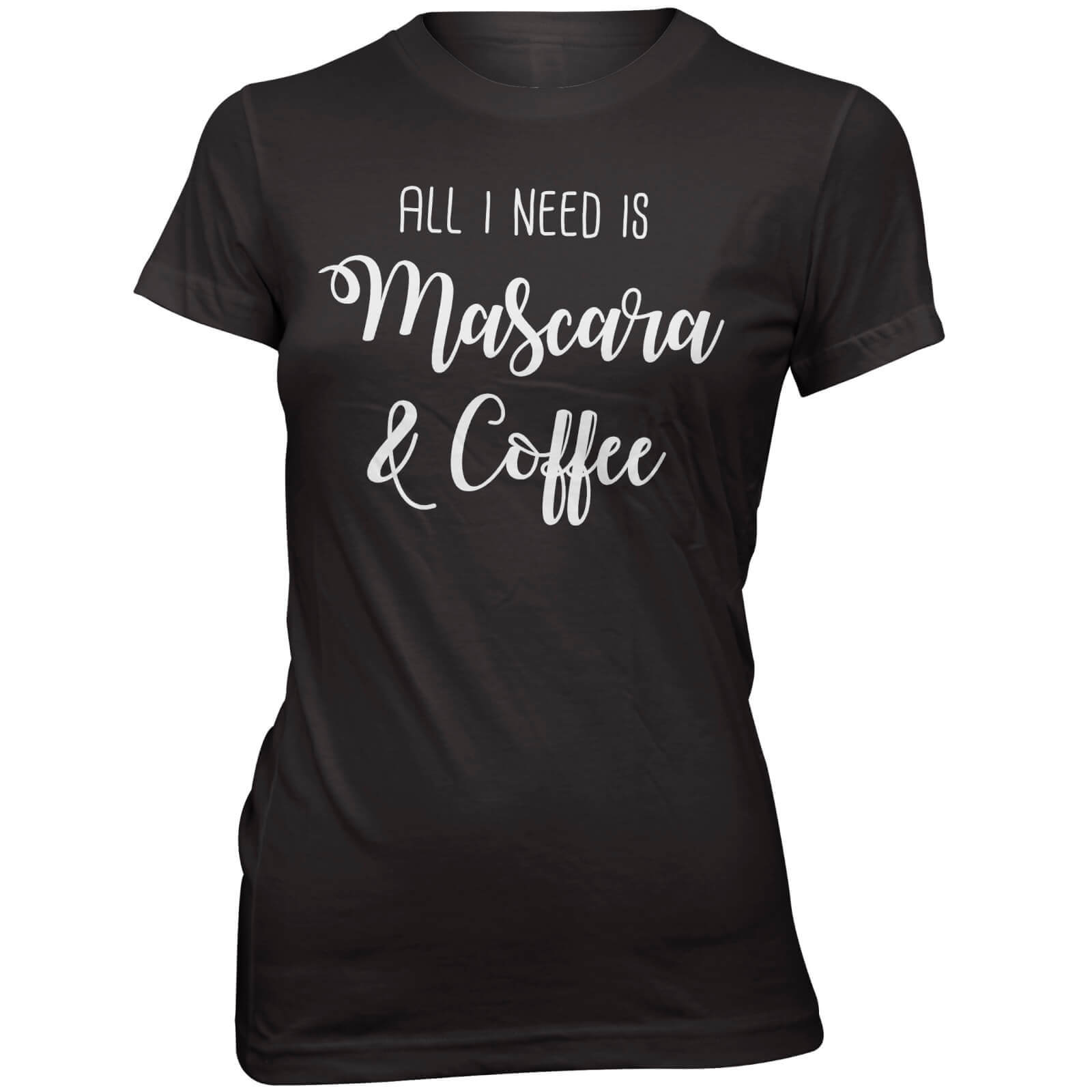 Mascara and Coffee Women's Slogan T-Shirt - S - Black
