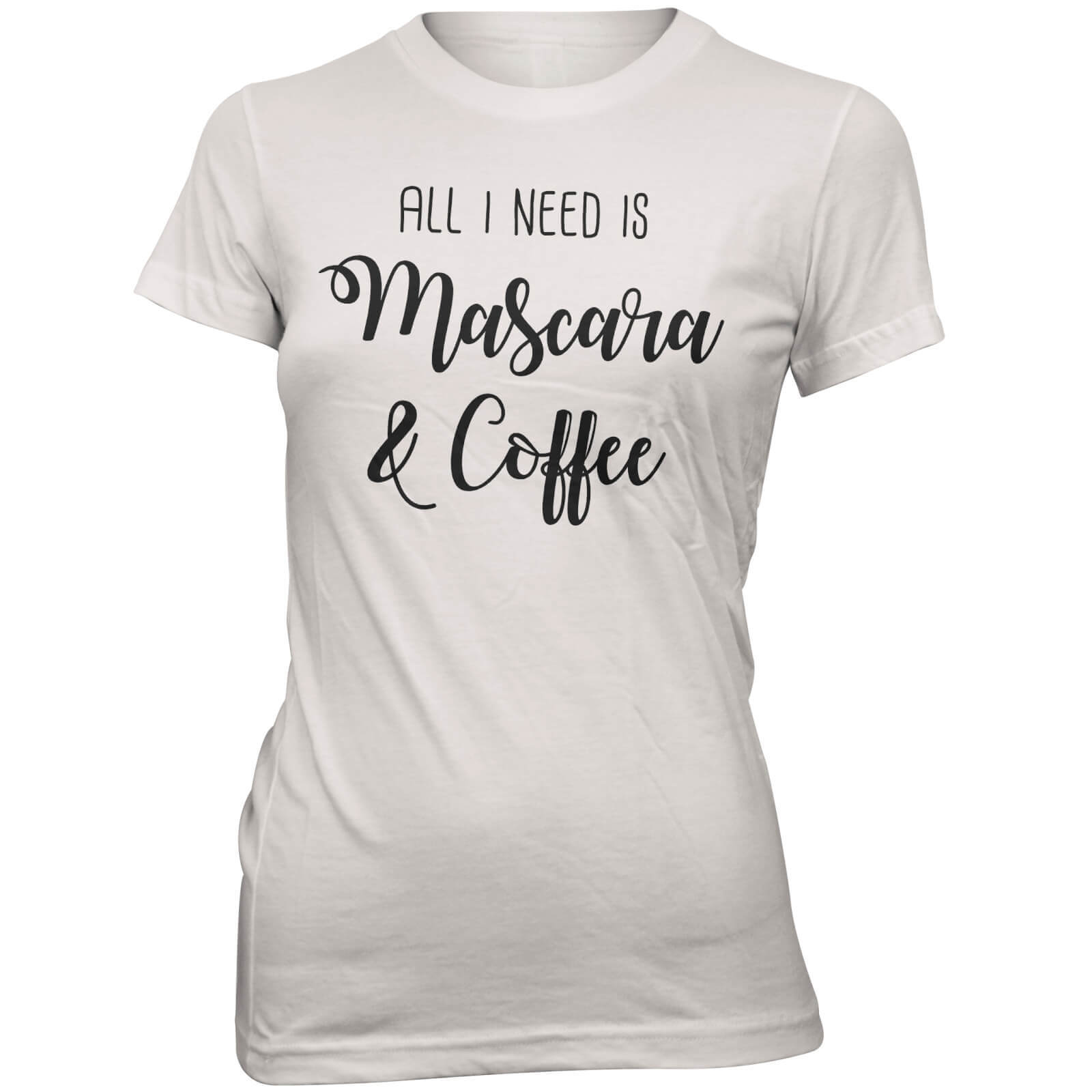 Mascara and Coffee Women's Slogan T-Shirt - S - White