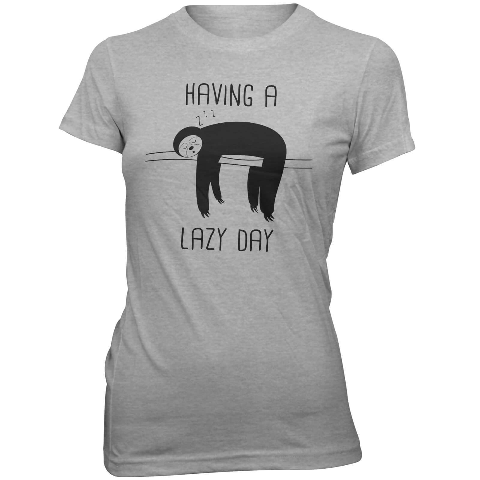 Sloth Having a Lazy Day Women's Slogan T-Shirt - S - Grey