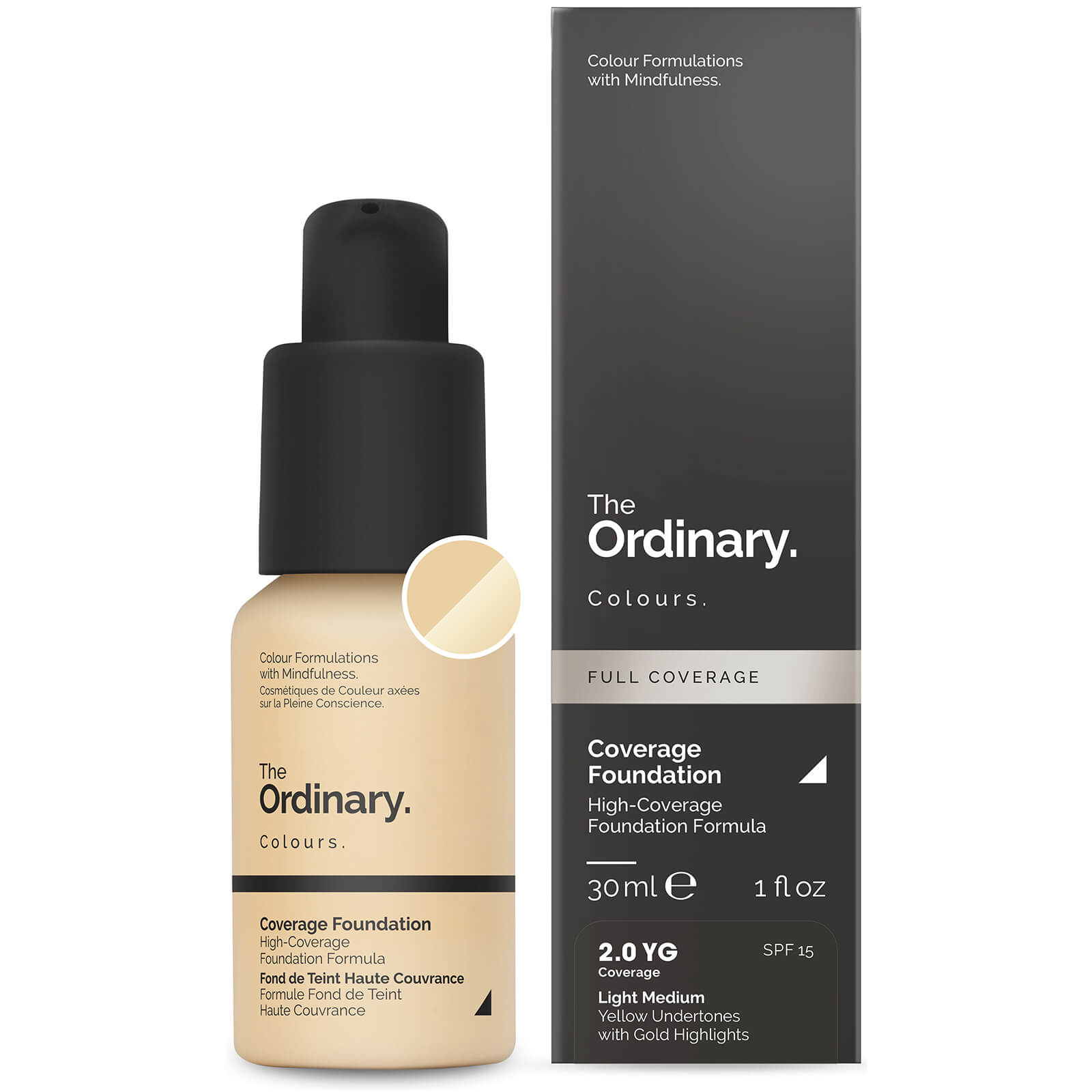 The Ordinary Coverage Foundation with SPF 15 by The Ordinary Colours 30ml (Various Shades) - 2.0YG