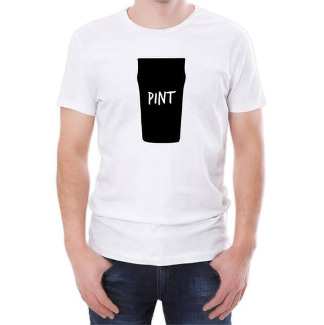 Pint Silhouette Print Men's White T-Shirt - S - White
