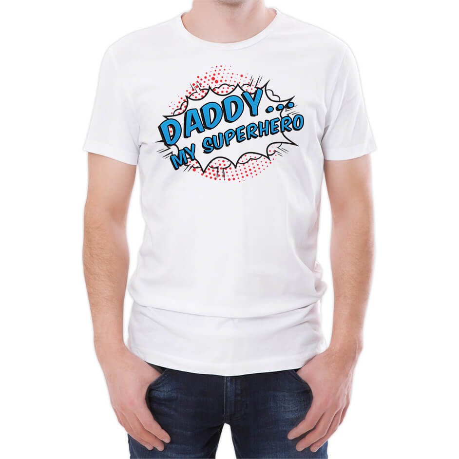 Daddy My Superhero Men's White T-Shirt - S - White