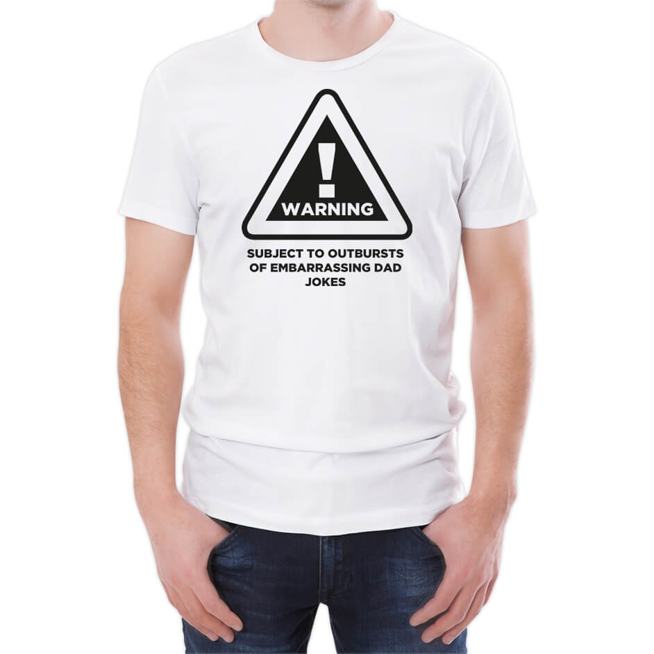 Warning Dad Jokes Men's White T-Shirt - S - White