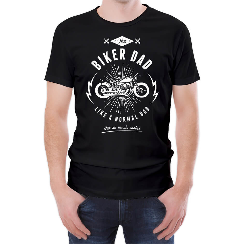 Biker Dad Men's Black T-Shirt - S - Black