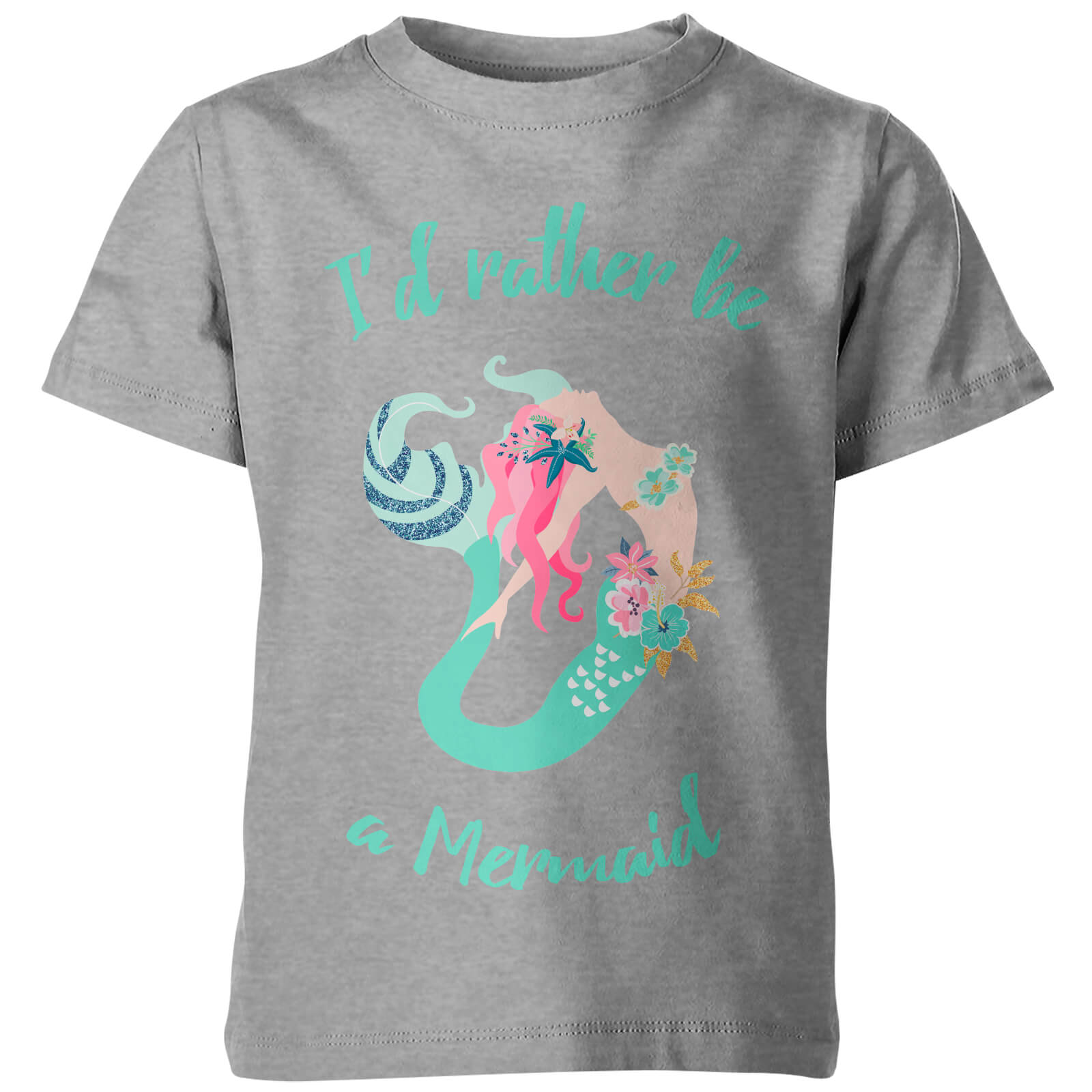 My Little Rascal I'd Rather Be A Mermaid Kids' Grey T-Shirt - 3-4yrs - Grey