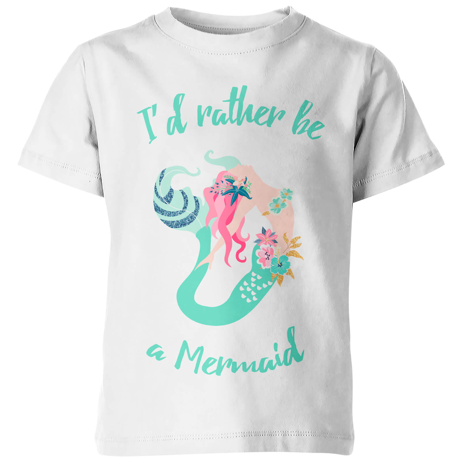 My Little Rascal I'd Rather Be A Mermaid Kids' White T-Shirt - 3-4yrs - White