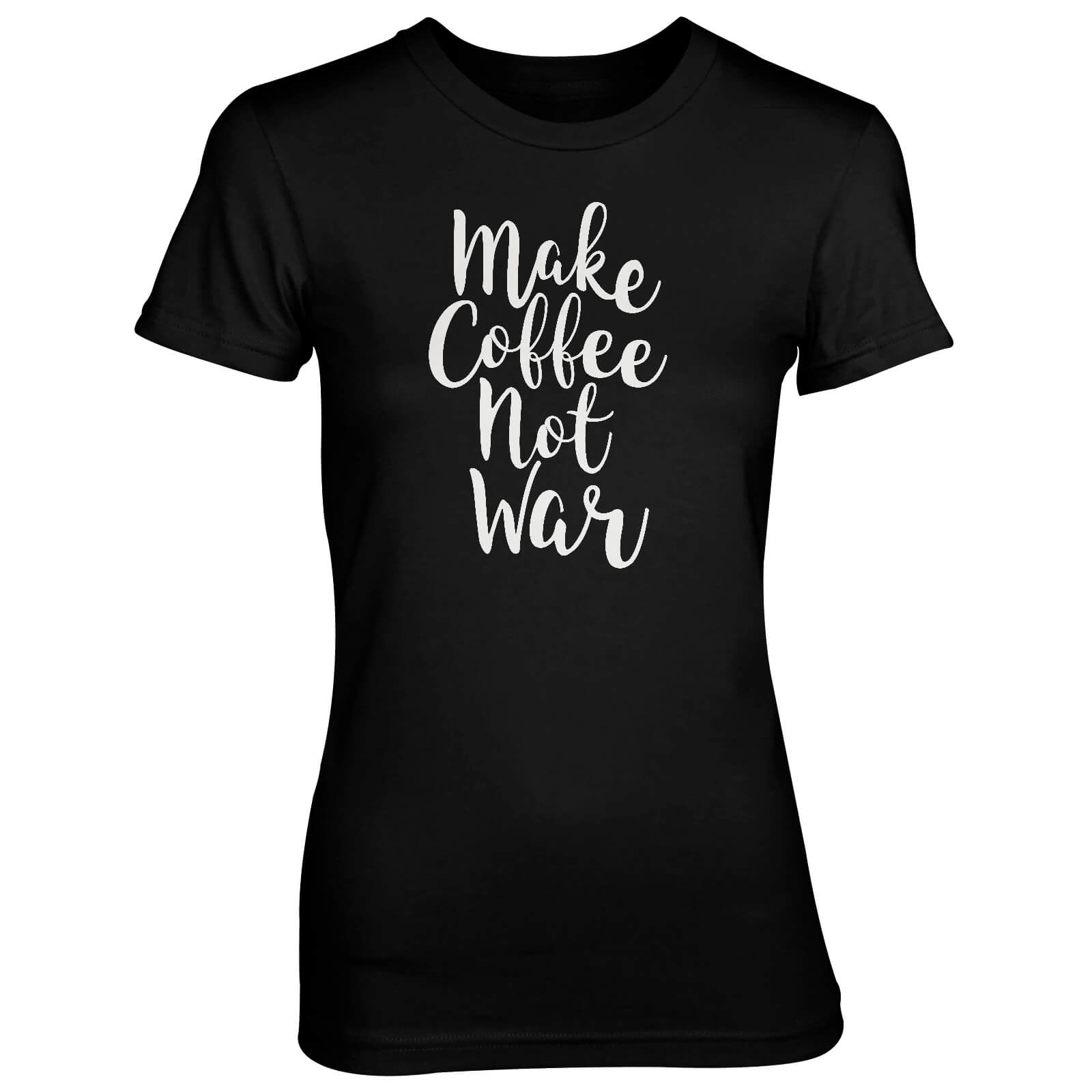 Make Coffee Not War Women's Black T-Shirt - S - Black