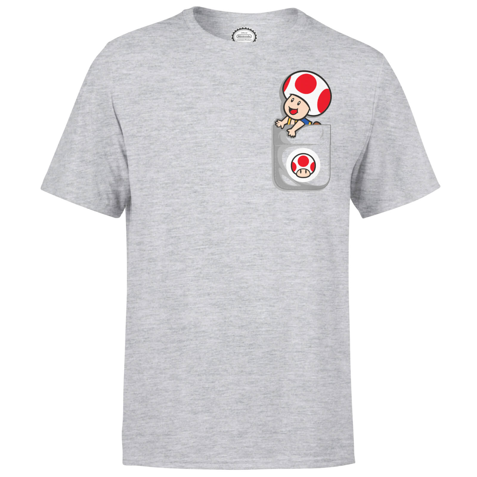 

T-Shirt Homme Super Mario Toad Poche Nintendo - Gris Clair - XL