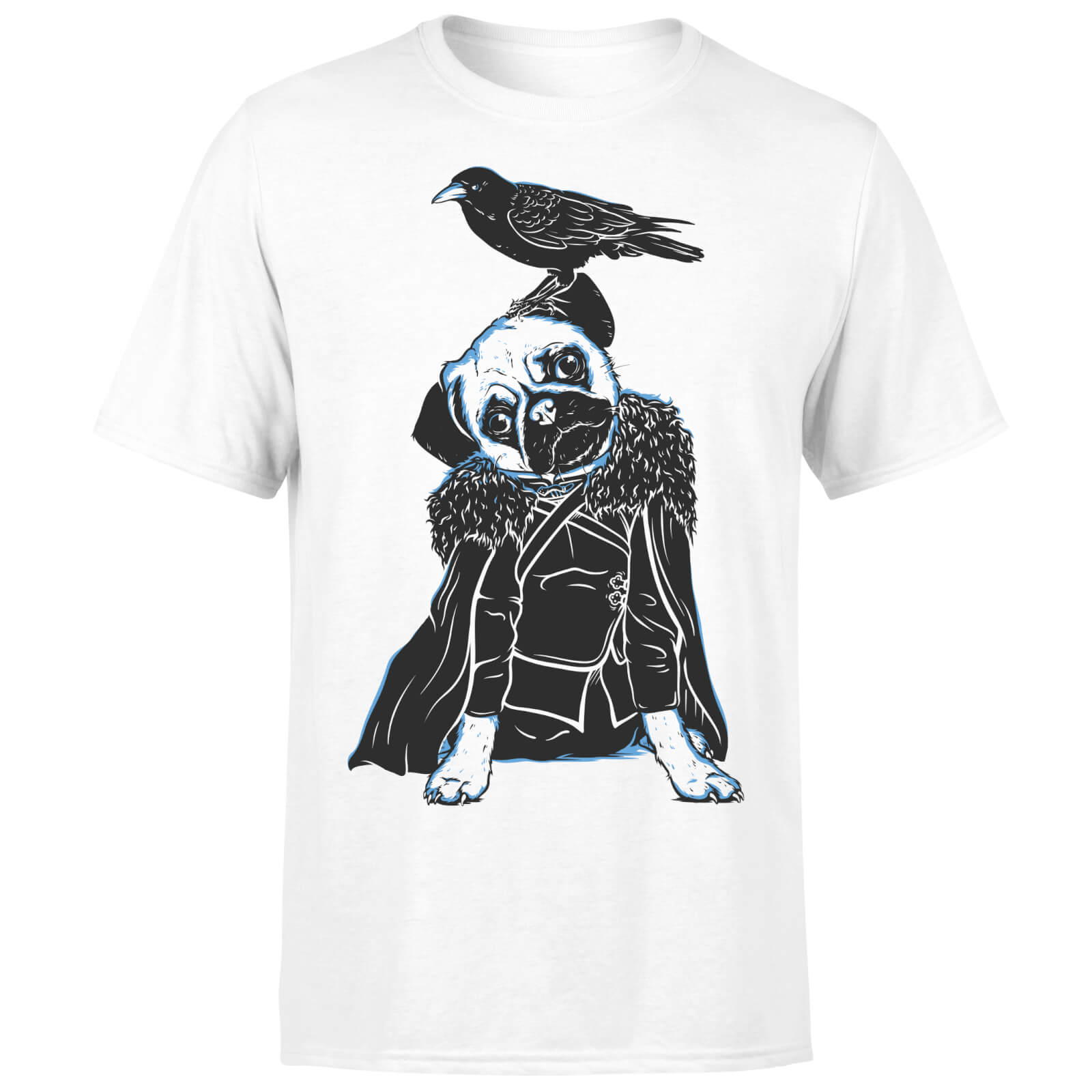 Pug In The Snow Men's White T-Shirt - S - White