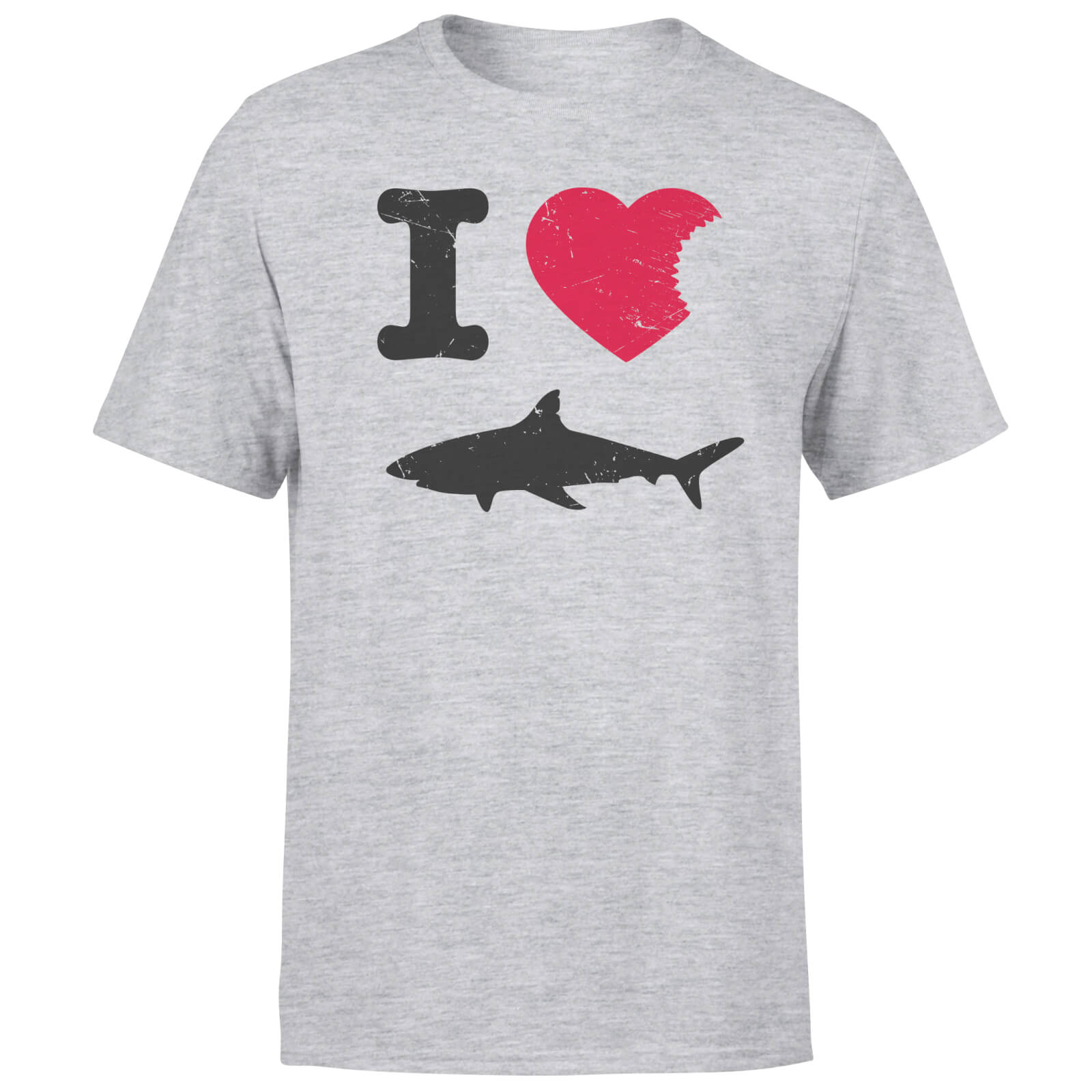 I Love Sharks Grey T-Shirt - YL - Grey