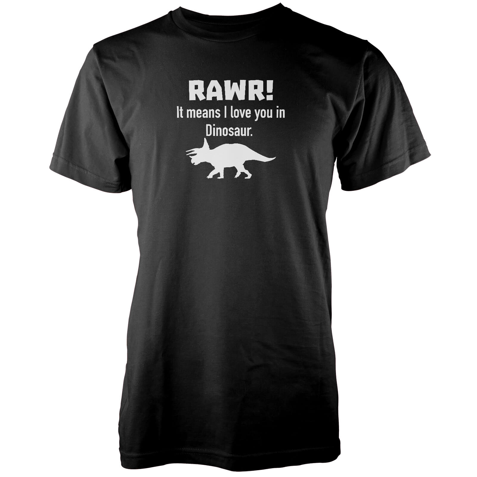 Rawr! It Means I Love You In Dinosaur Black T-Shirt - S - Black