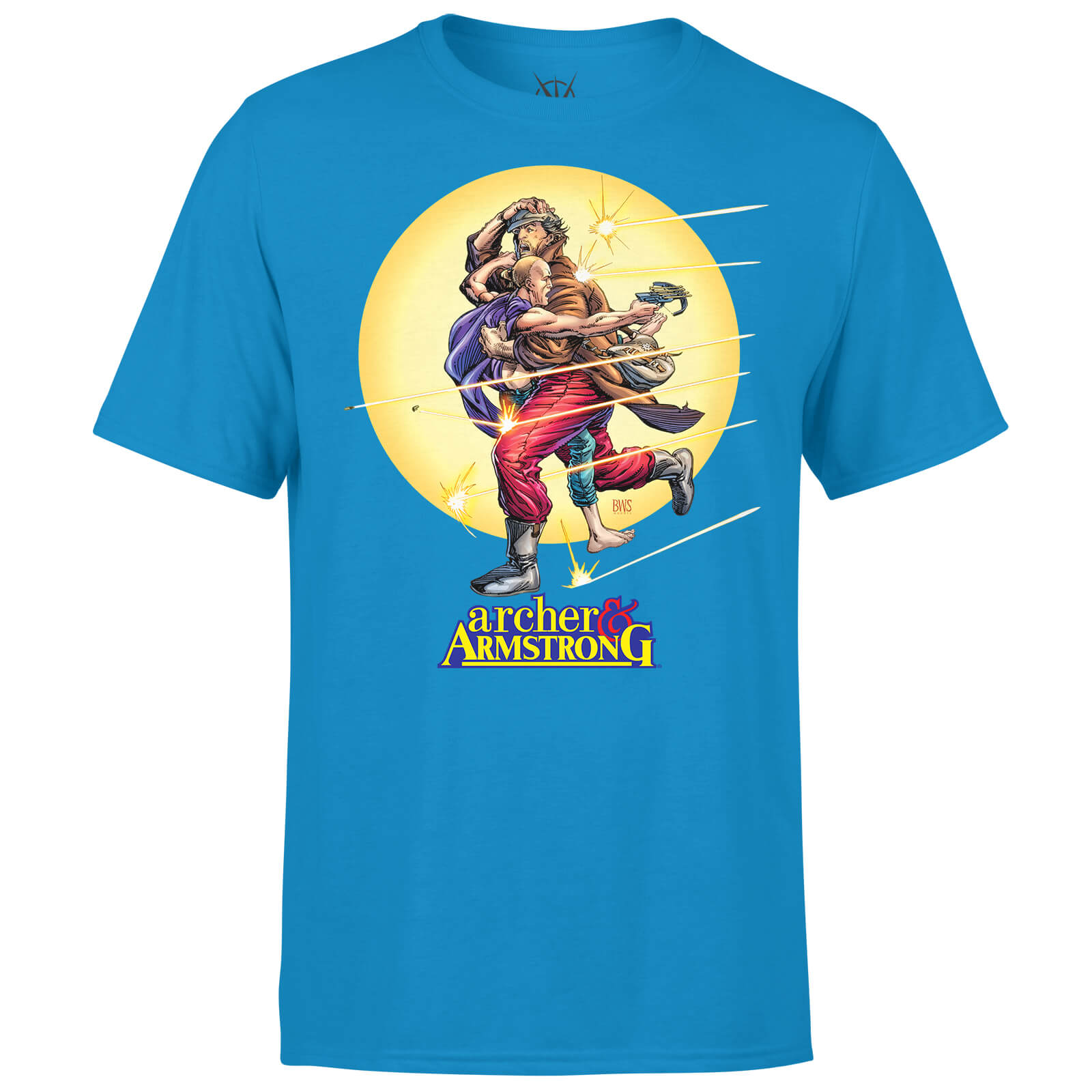 Image of Valiant Comics Classic Archer and Armstrong Running Graphic T-Shirt - Blue - S - Blau