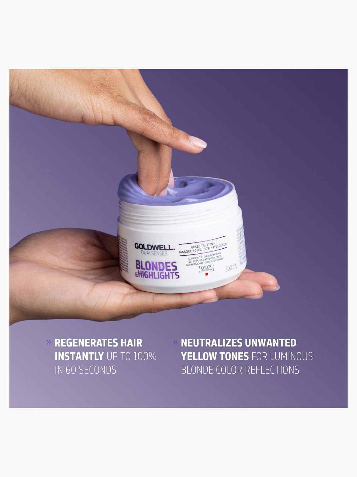 Goldwell Dualsenses Blonde And Highlights Anti-Yellow 60Sec Treatment Mask, For Neutralising Unwanted Yellow Tones 200ml 3