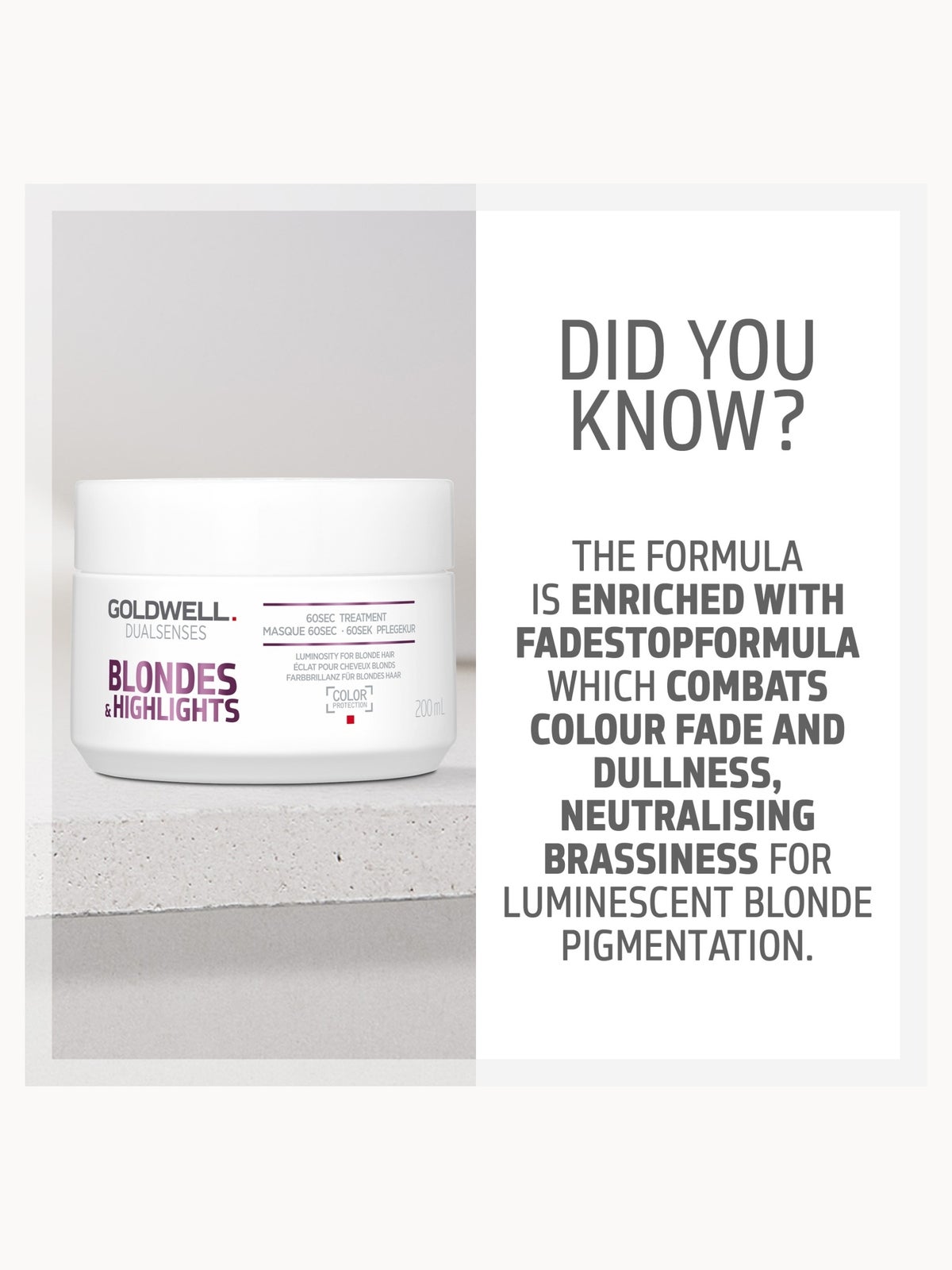Goldwell Dualsenses Blonde And Highlights Anti-Yellow 60Sec Treatment Mask, For Neutralising Unwanted Yellow Tones 200ml 4