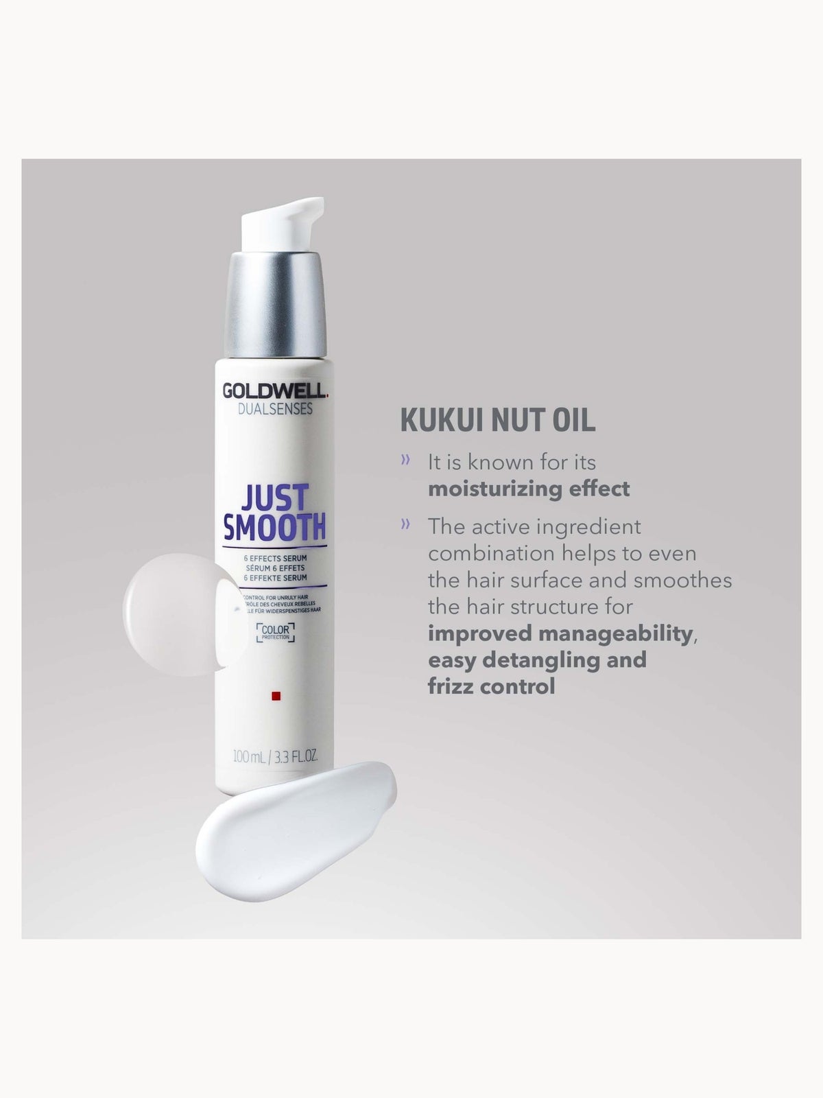 Goldwell Dualsenses Just Smooth 6 Effects Serum, For Smoothing Unruly, Frizzy Hair 100ml 3