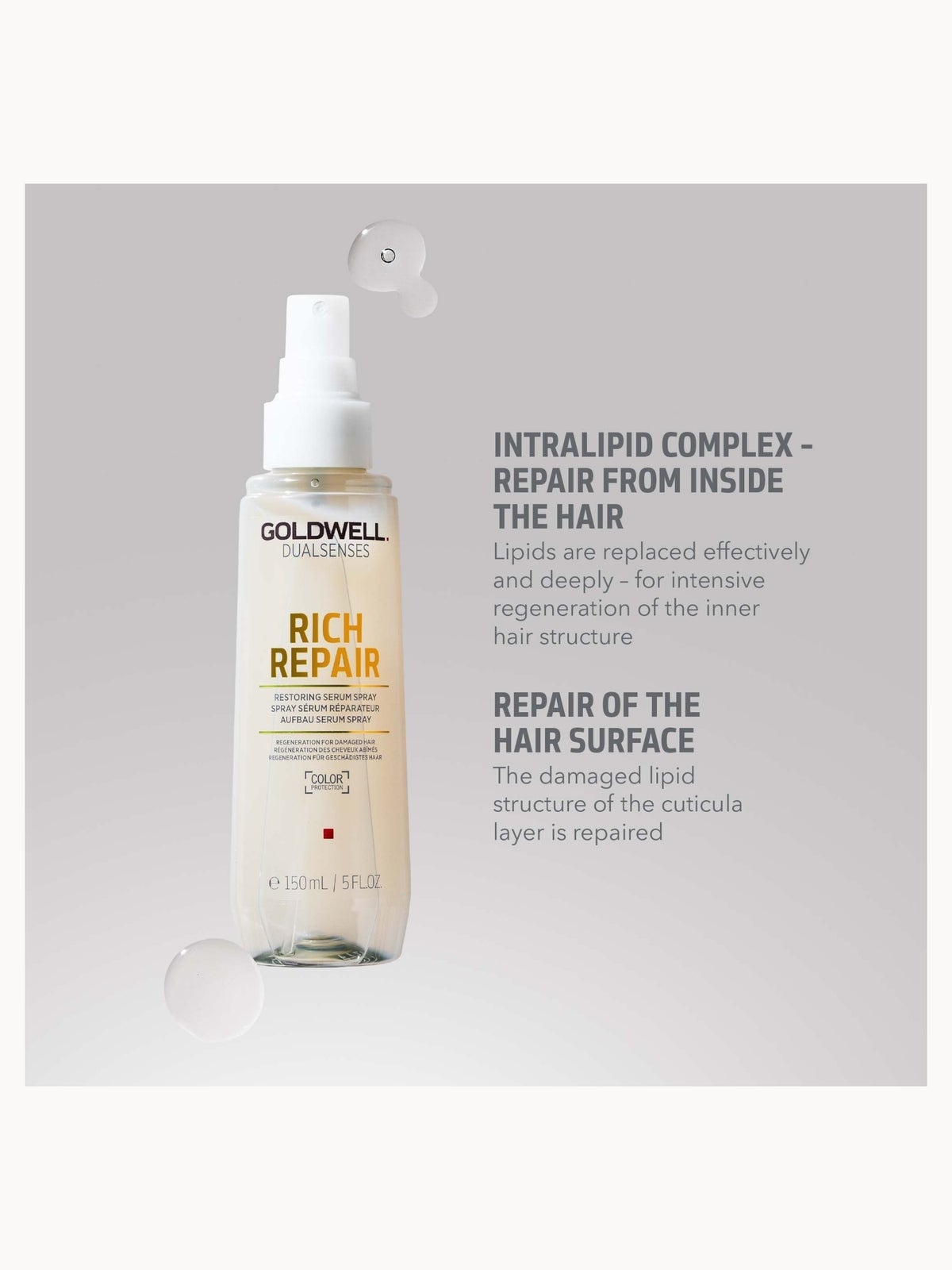 Goldwell Dualsenses Rich Repair Restoring Serum Spray For Dry To Severely Damaged Hair, With Heat Protection 150ml 3