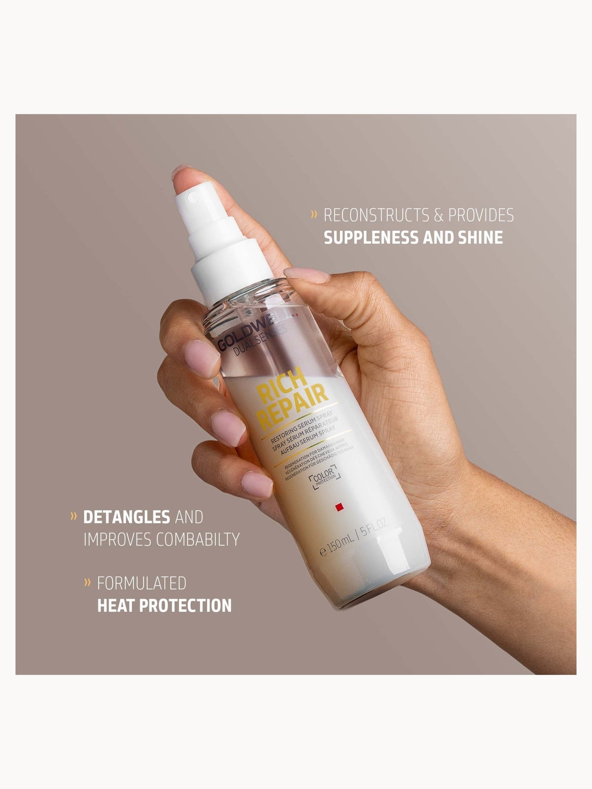 Goldwell Dualsenses Rich Repair Restoring Serum Spray For Dry To Severely Damaged Hair, With Heat Protection 150ml 2