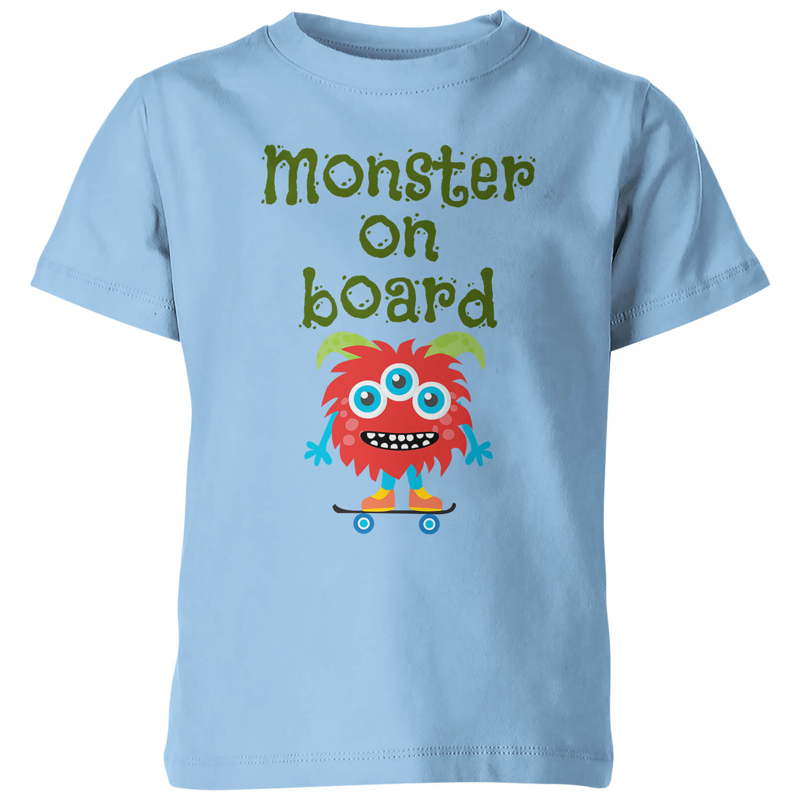 My Little Rascal Monster On Board Kids' T-Shirt - Light Blue - 3-4 Years