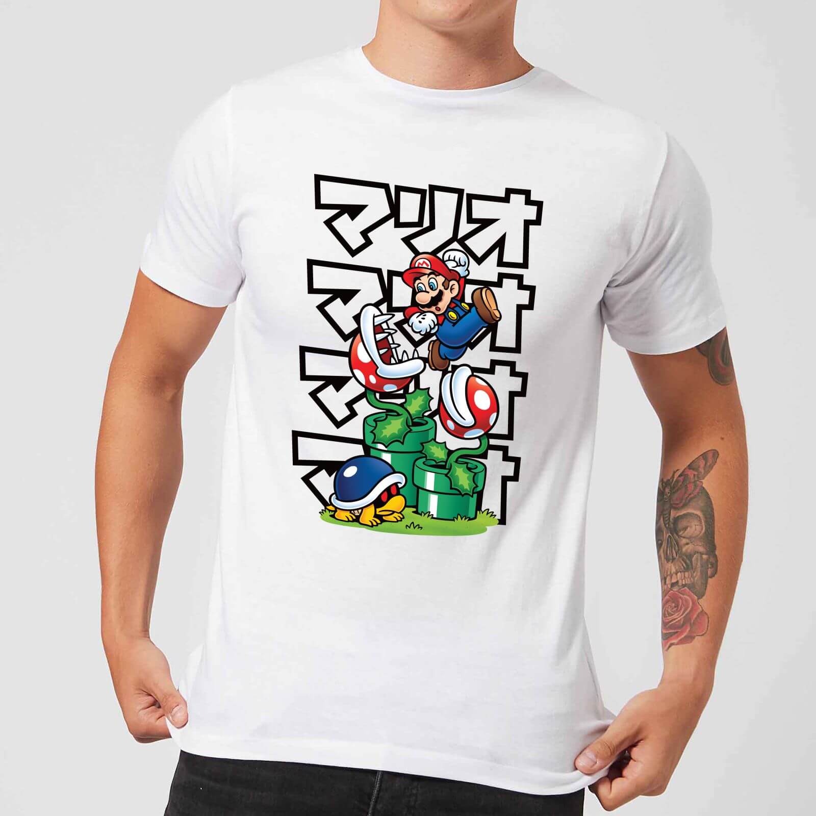 Nintendo Super Mario Pirahna Plant Japanese Men's T-Shirt - White - XL - White