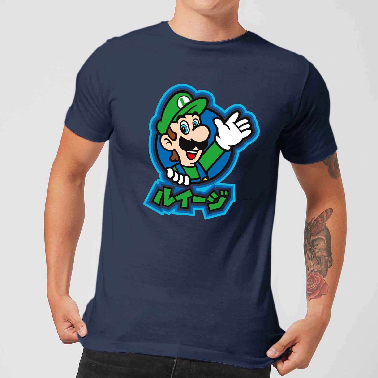 Nintendo Super Mario Luigi Kanji Men's T-Shirt - Navy - XL - Navy