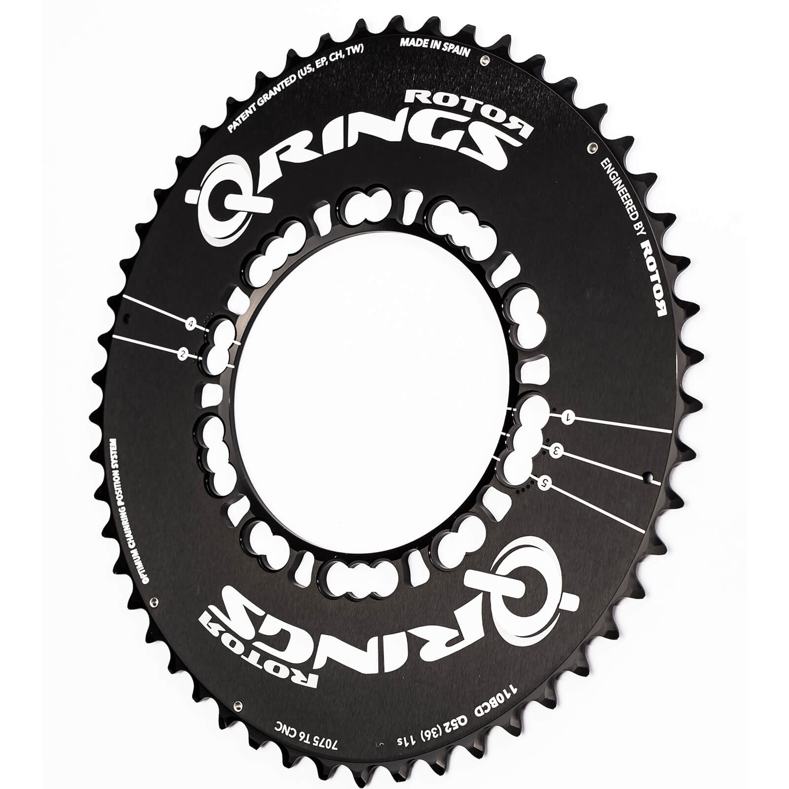 Rotor Q Aero Outer Chainring 5 Bolt - 54T - 110BCD - Black