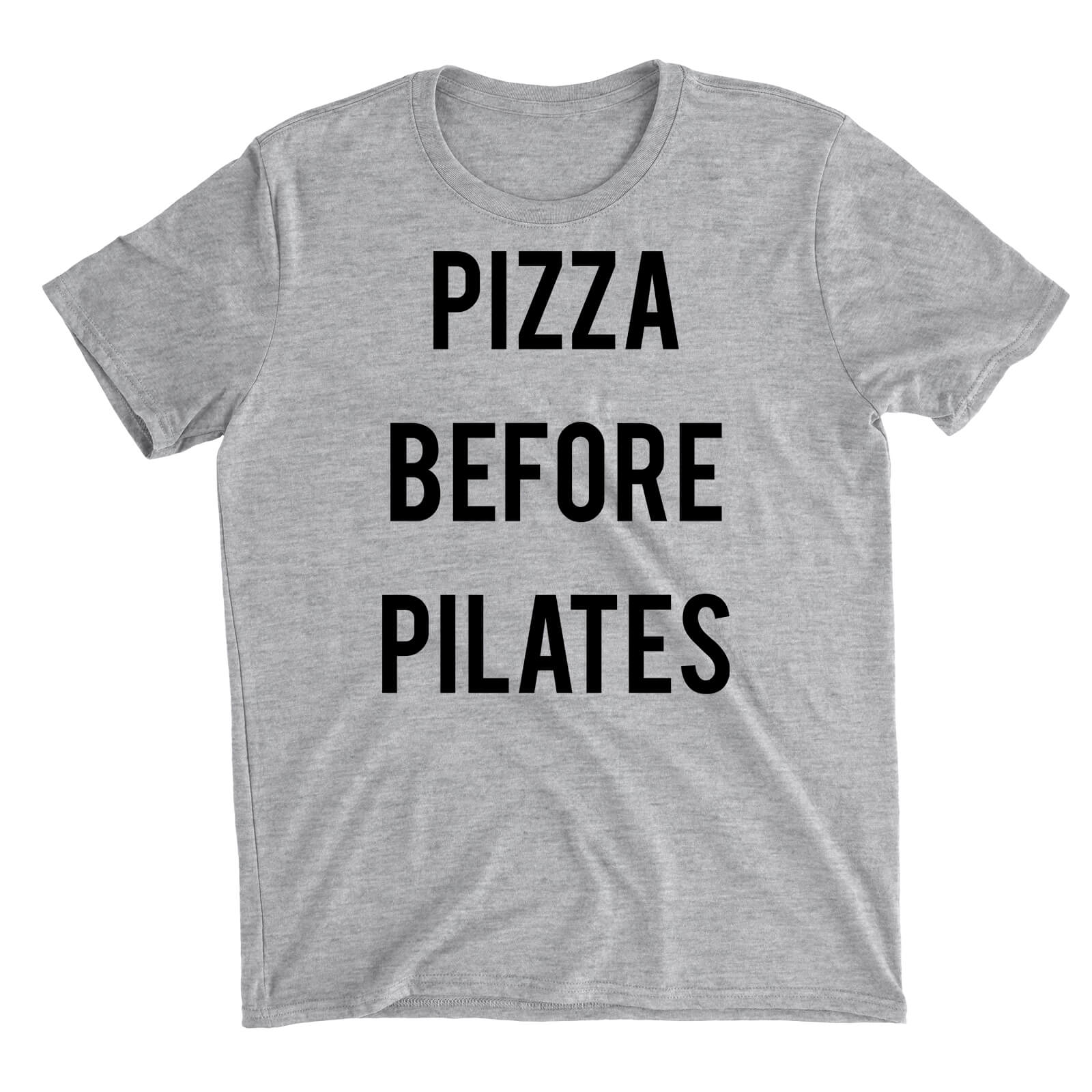 Pizza Before Pilates Grey T-Shirt - S - Grey