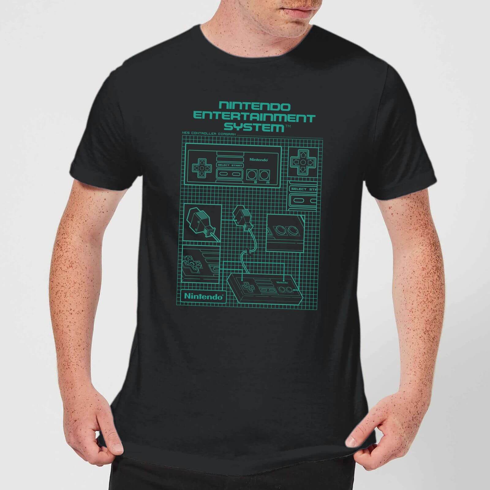 

T-Shirt Homme Schéma Manette NES Nintendo - Noir - S