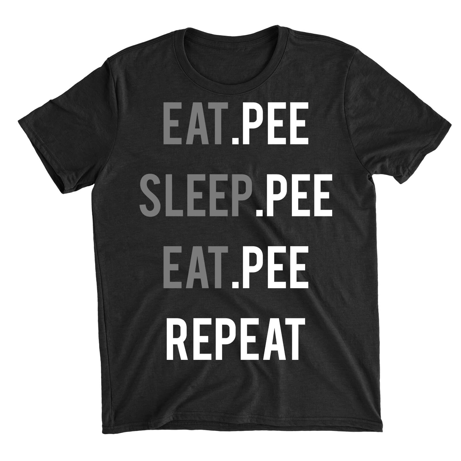 Eat Sleep Eat Repeat Black T-Shirts - S - Grey