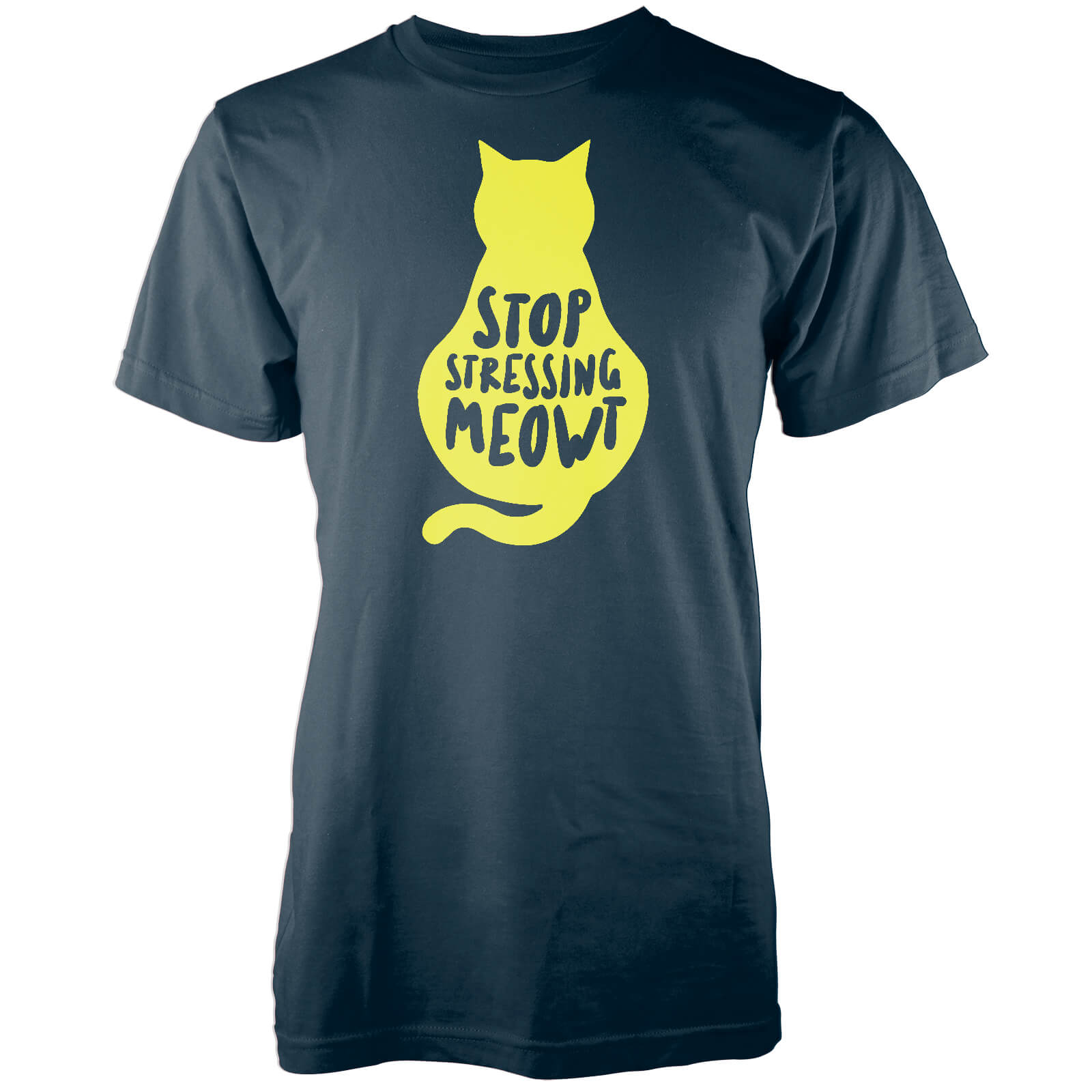 Stop Stressing Meowt Navy T-Shirt - S - Navy