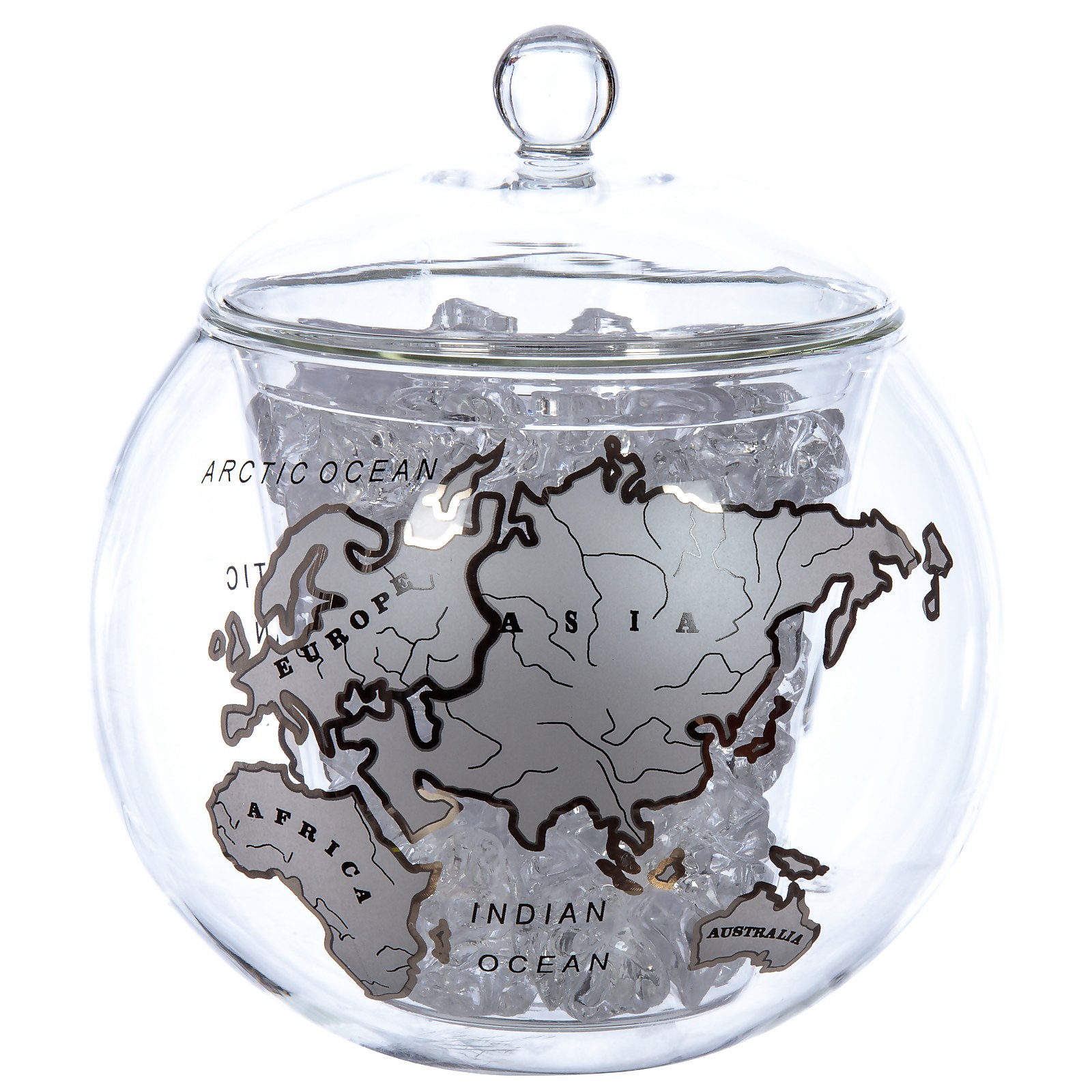Globe Ice Bucket with Silver Map