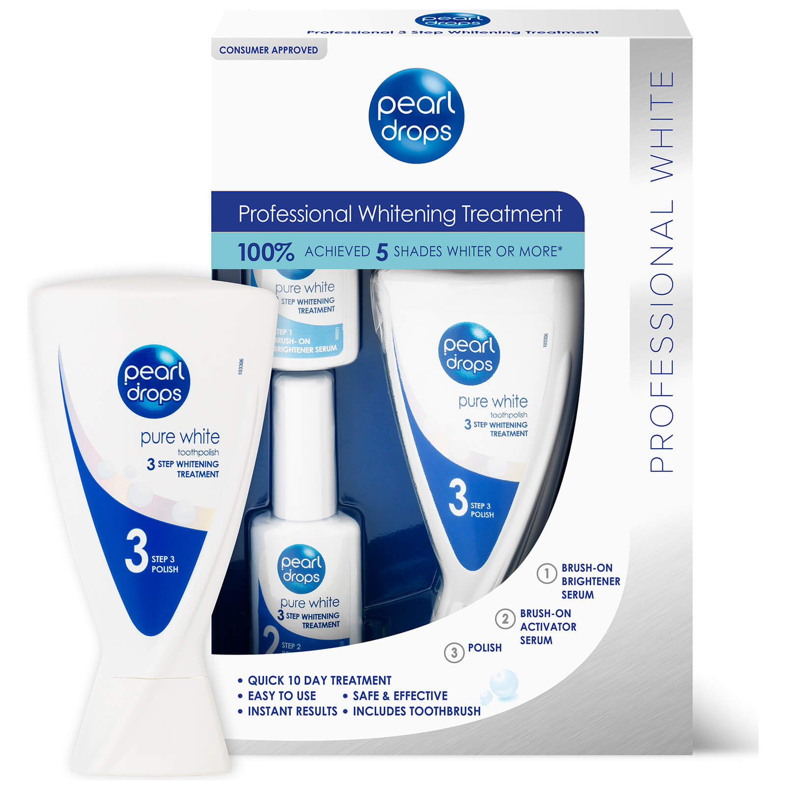 

Трехфазный набор средств для отбеливания и чистки зубов Pearl Drops Professional 3 Step Whitening Treatment