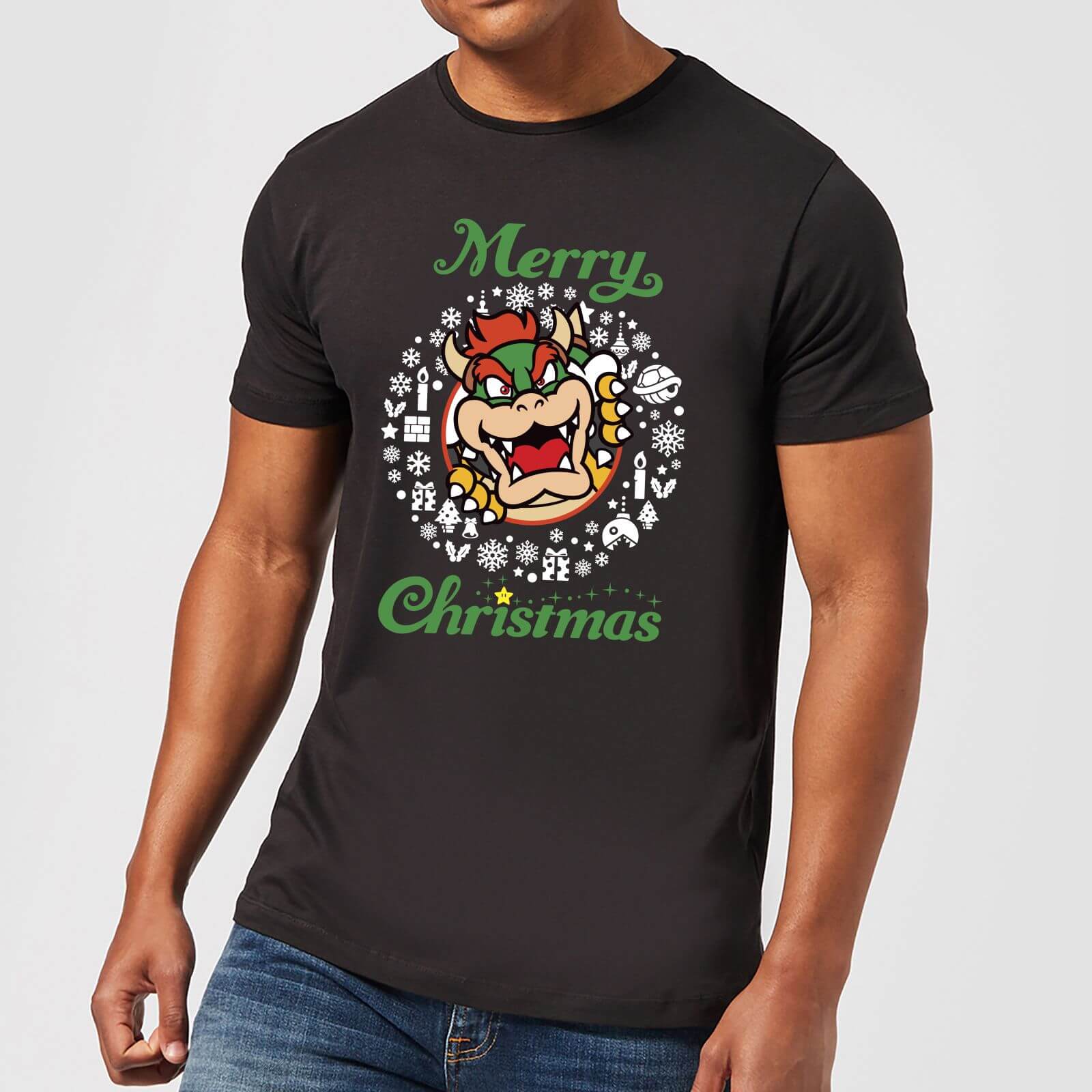 

T-Shirt Homme Merry Christmas Couronne - Super Mario Nintendo - Gris - XXL