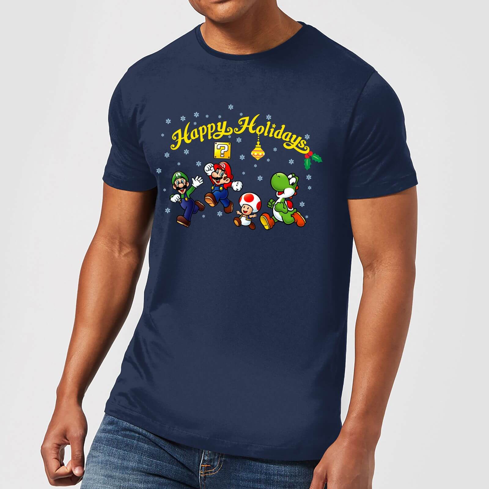 

T-Shirt Homme Super Mario Good Guys Happy Holidays - Bleu Marine - M