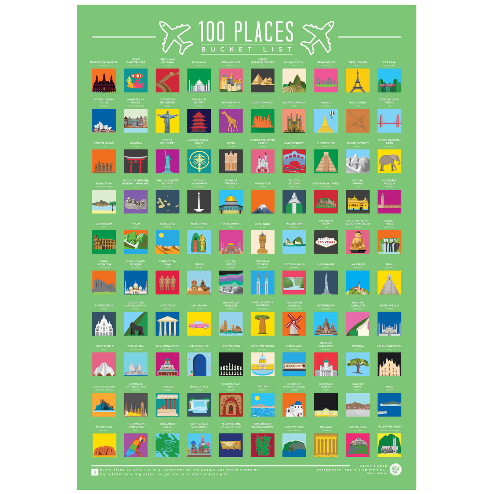 100 Places Bucket List Poster