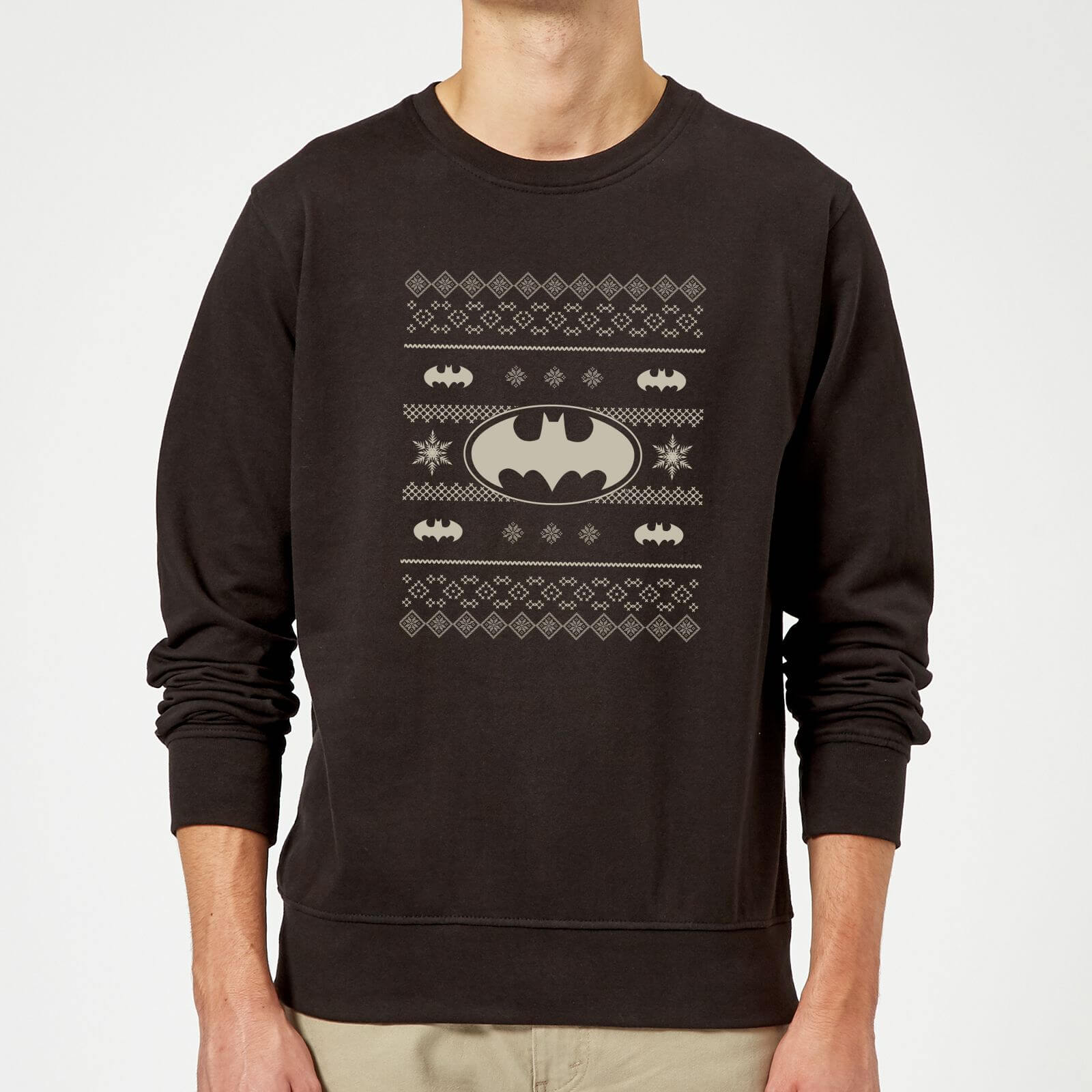 DC Comics Batman Christmas Bat Knit Black Christmas Sweater - L