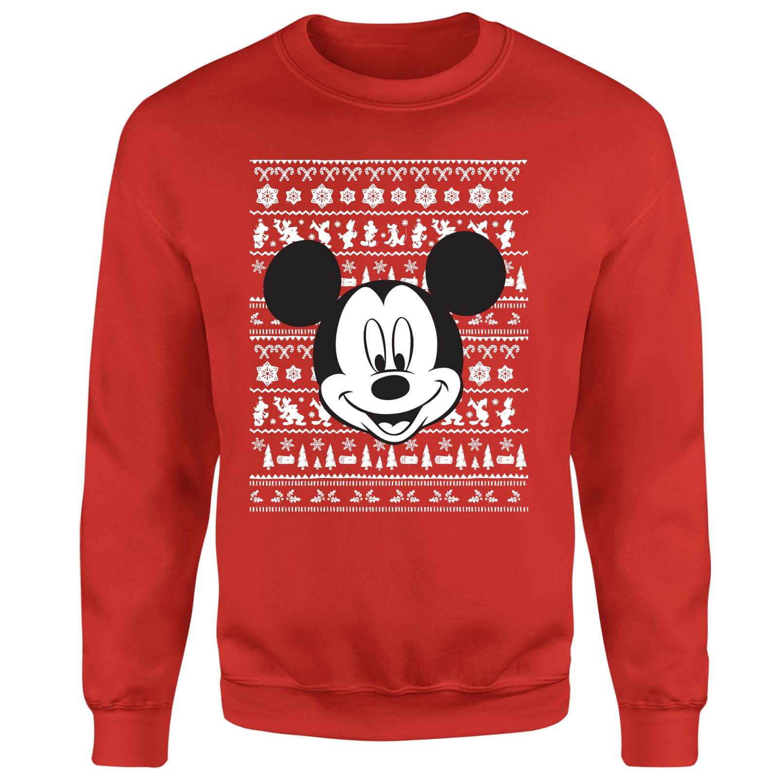 Disney Mickey Mouse Christmas Mickey Face Red Christmas Jumper - M