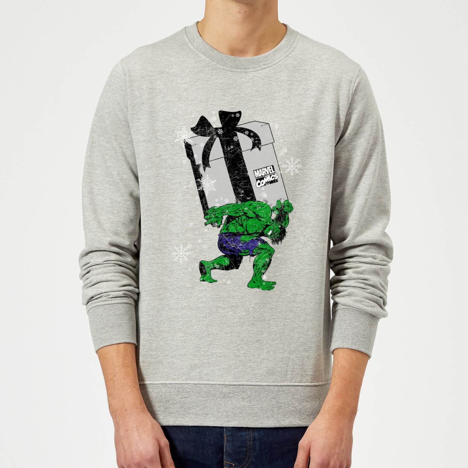 Marvel Comics The Incredible Hulk Christmas Present Grey Christmas Sweatshirt - S